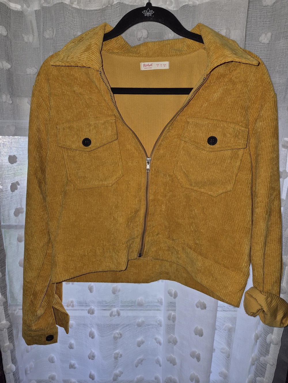 ROMWE Mustard Yellow Corduroy Zip Jacket